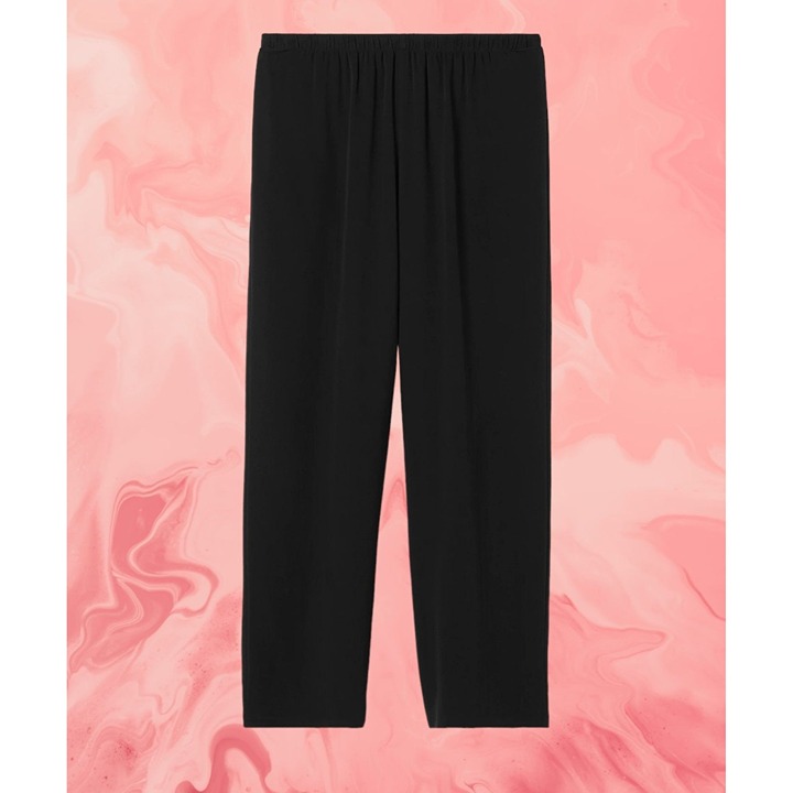 Eileen Fisher Women Black Georgette Crepe Slim Straight Leg Pants 3X NWOT