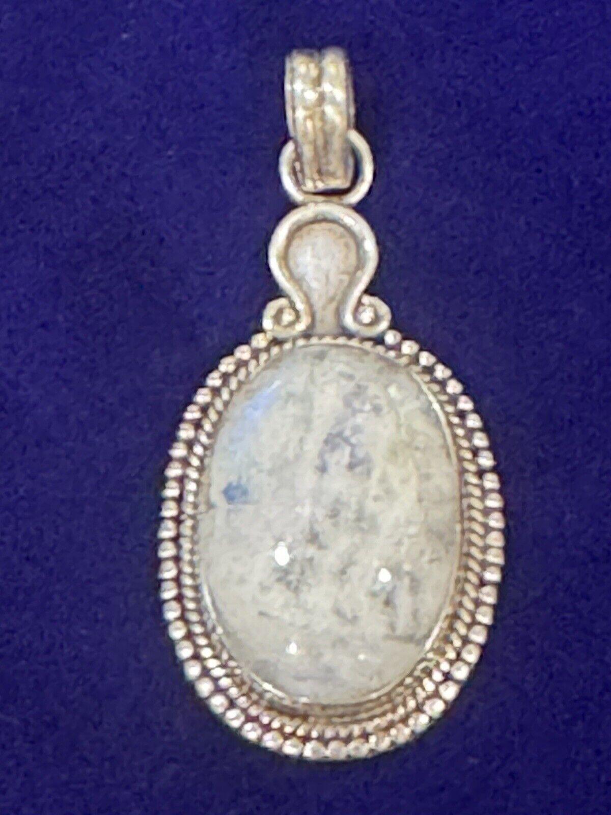 Handcrafted Mexican Rainbow Moonstone 925 Sterling Silver Pendant 12g