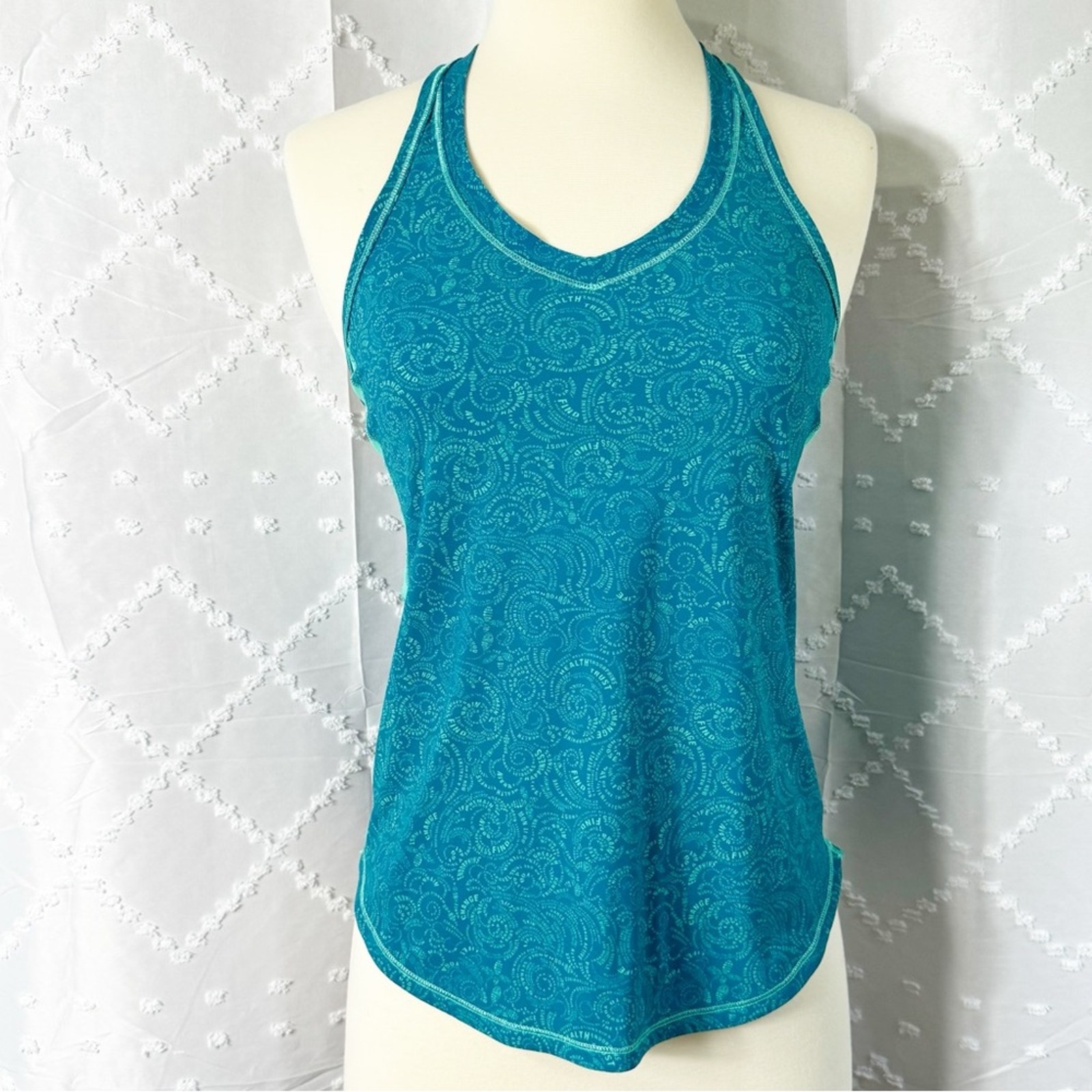 147. LULULEMON Fast Lane Singlet Tank 2 Foli Manifesto Bali Breeze Tofino Teal