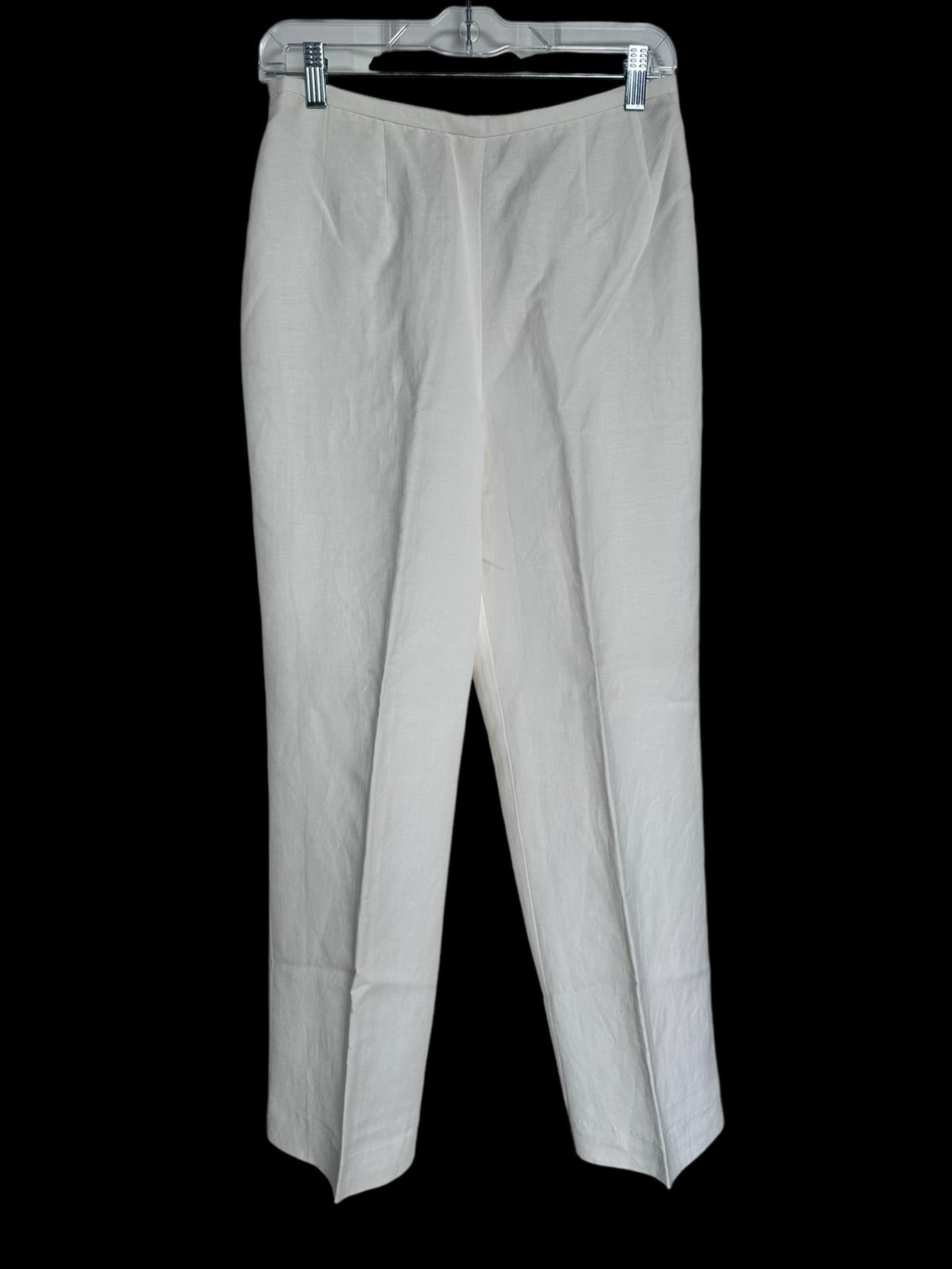 Coldwater Creek White Linen Pants Size 6 Petite