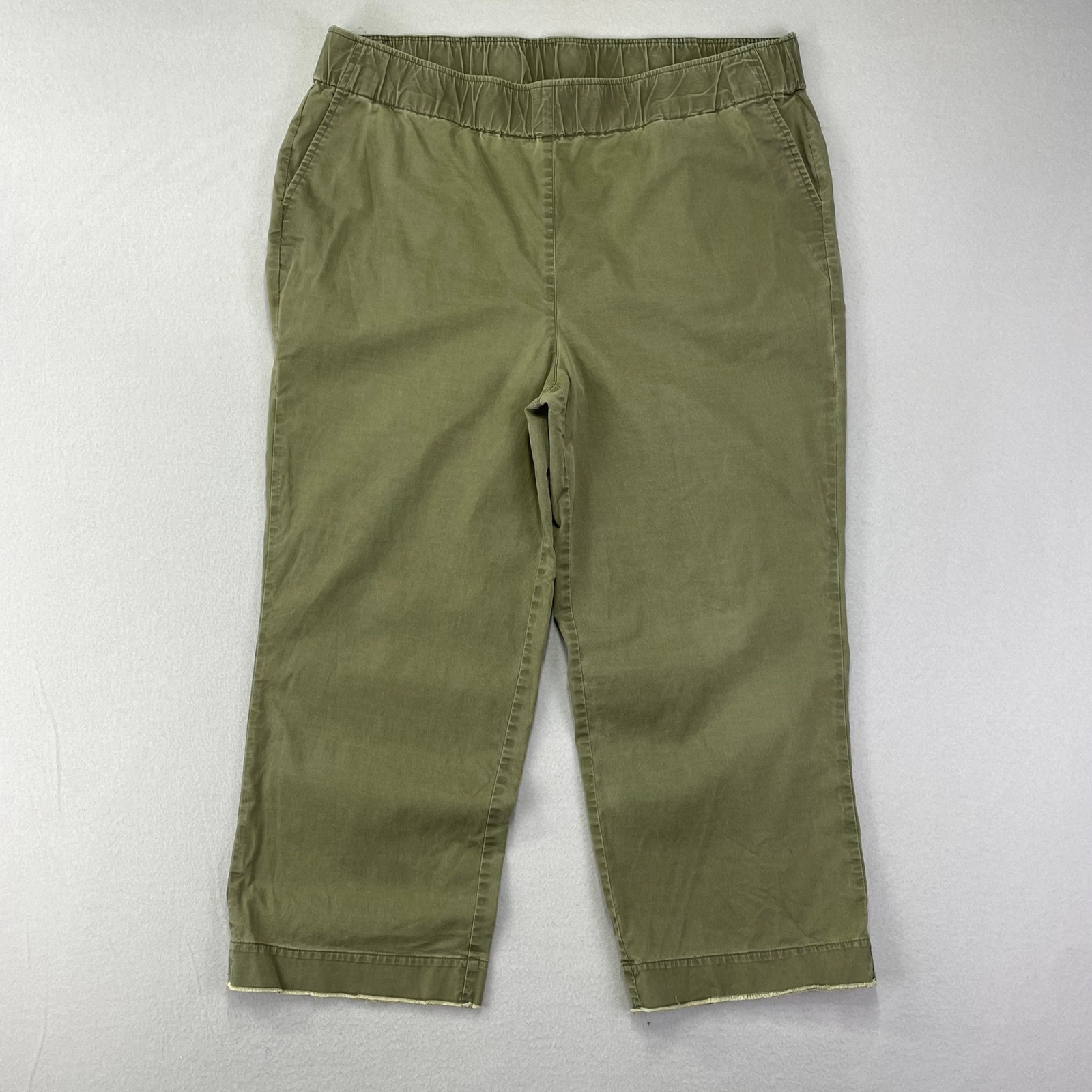 Eileen Fisher Wide Leg Pants Womens XL Green Pull On Comfort Cotton Ankle