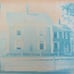Cyanotype Photograph On Cloth Town House Antique 1800s Building Architecture