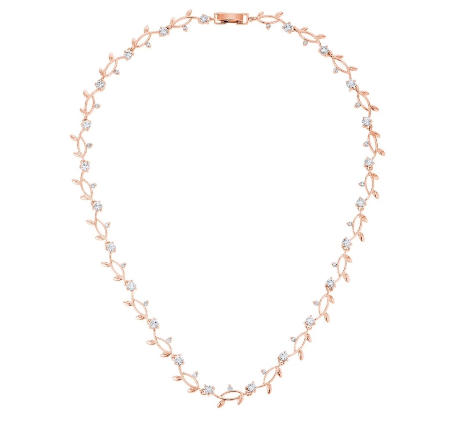 3 Carat Simulated Diamond Rose Gold Plated Vineyard Necklace , NEW
