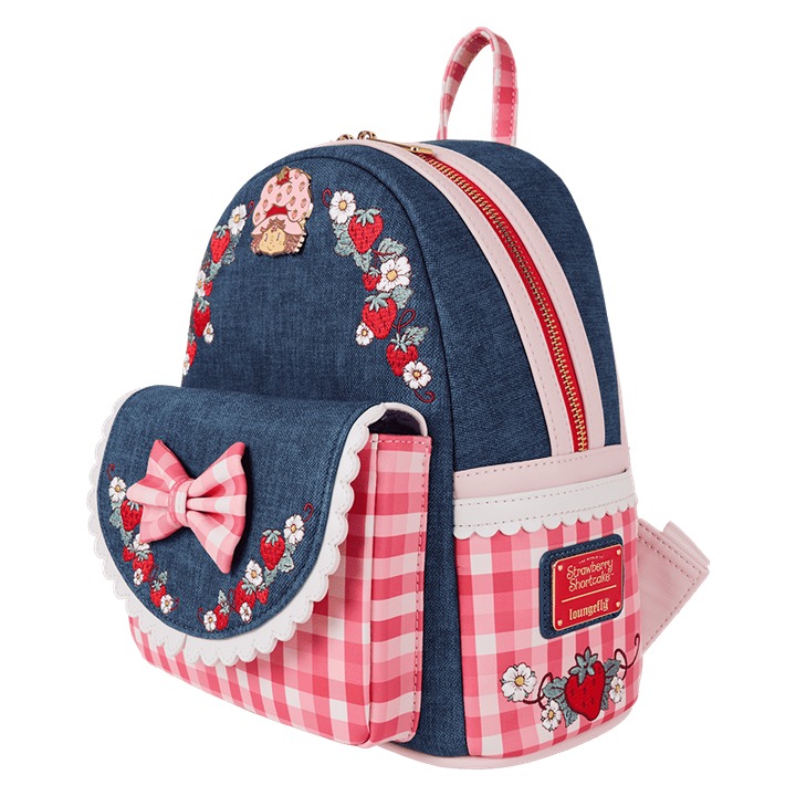 STRAWBERRY SHORTCAKE Strawberry Shortcake Denim Gingham Mini Backpack⚡️NWT