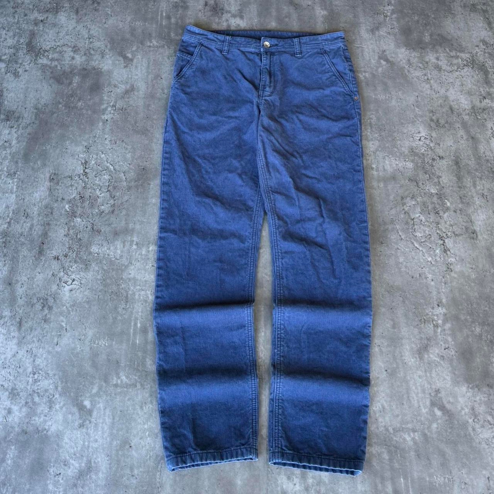 Vintage Y2K Tonal Blue Essential Corduroy Casual Dress Pants