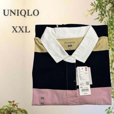 【Brand New】 Uniqlo Boxy Rugby Polo Shirt (XXL) 68BLUE