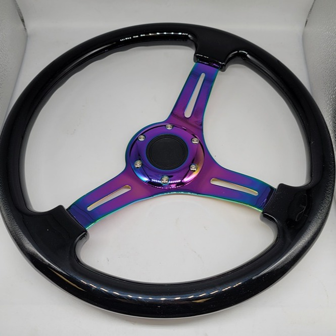 BRAND NEW 350MM 14 Universal ABS Racing Steering Wheel Black With Neo Spoke