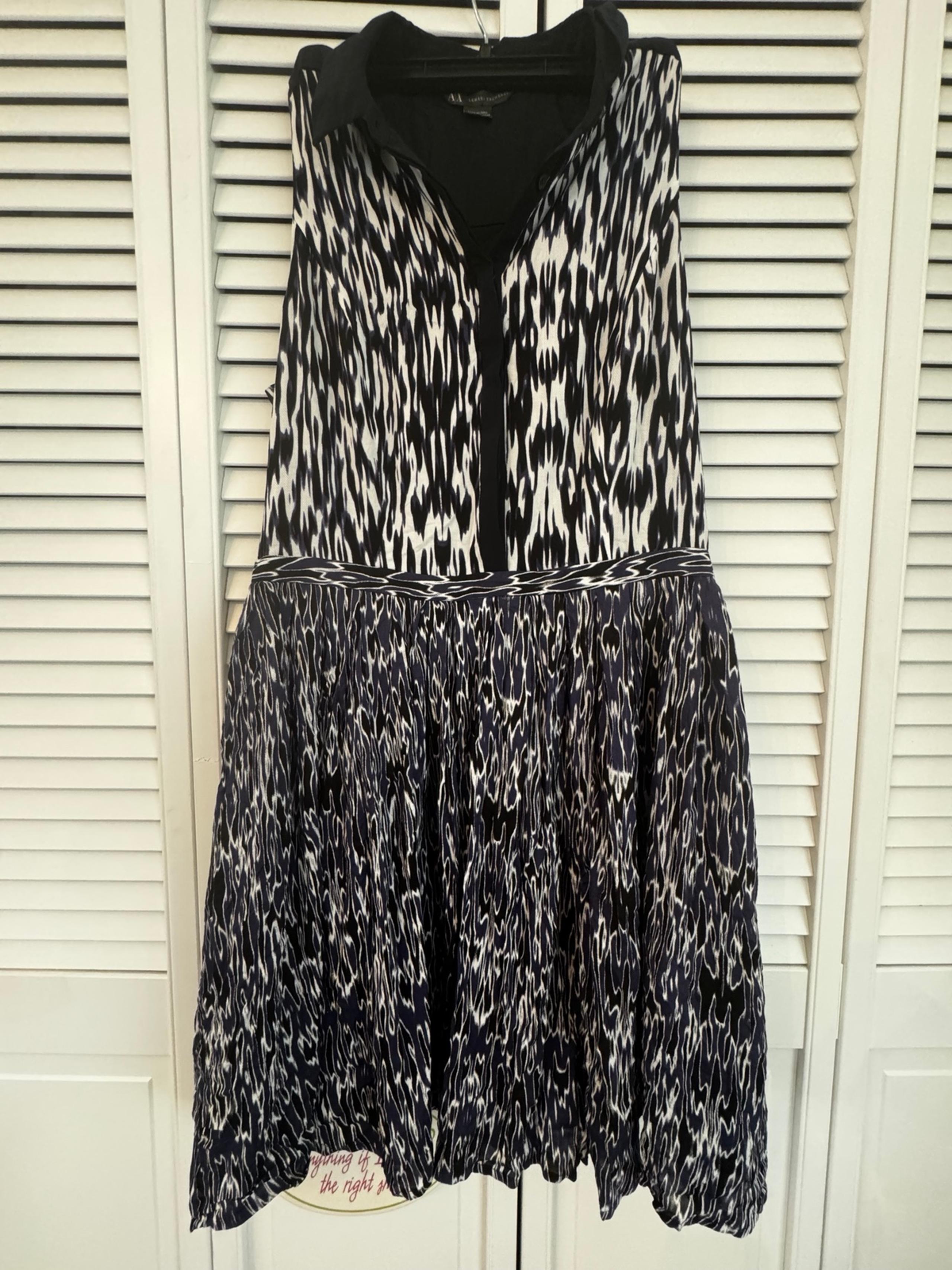 NWT ARMANI EXCHANGE Dress Blue,White,Purple Sleeveless Size 12 Pockets $138 Orig
