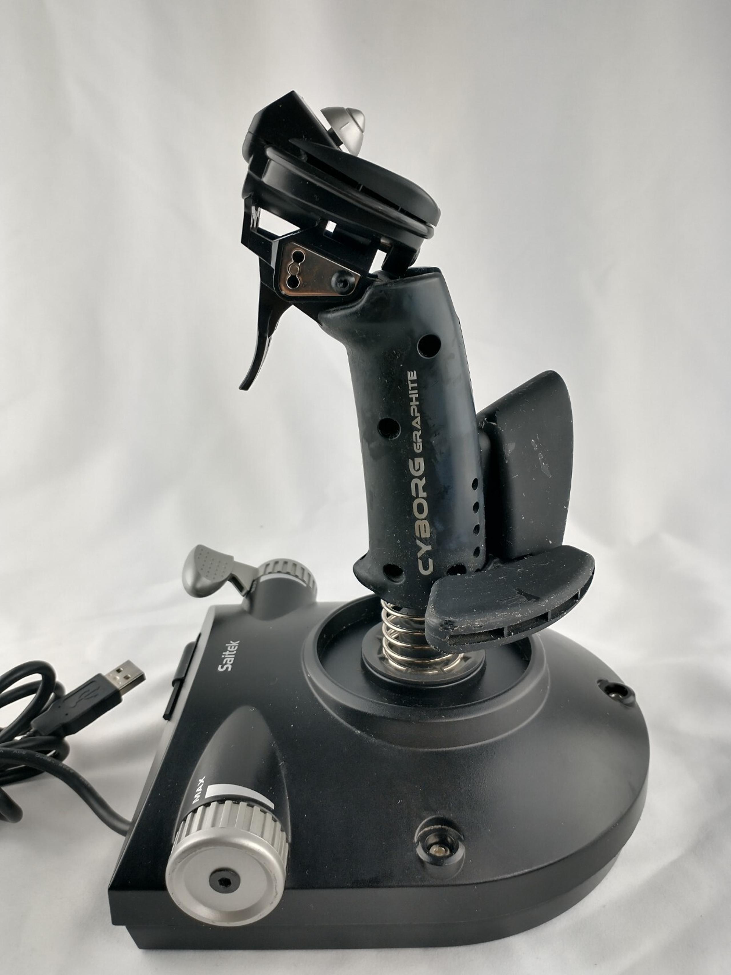 Saitek Cyborg Graphite Flight Joystick Game Controller USB Fully Tested PLS READ