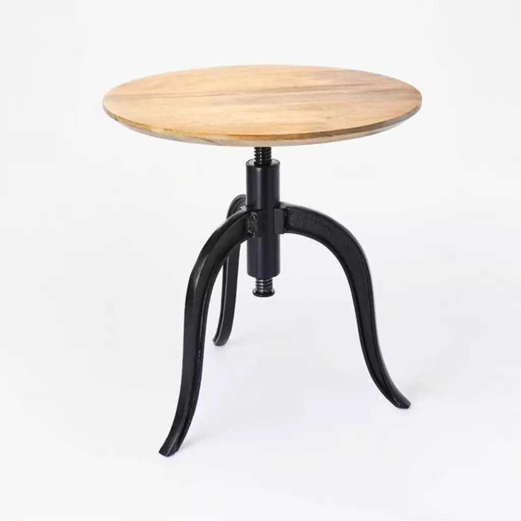 Round Wood End Table with Adjustable Height Brown - Threshold