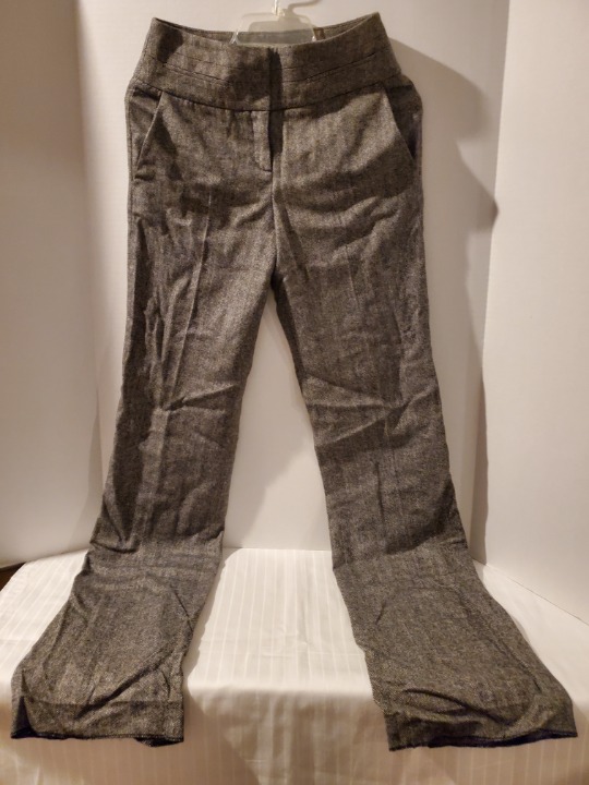 Karen Millen Herringbone Tweed Wool Dress Pants-US 4-NWT-34.5 Inseam Unhemmed