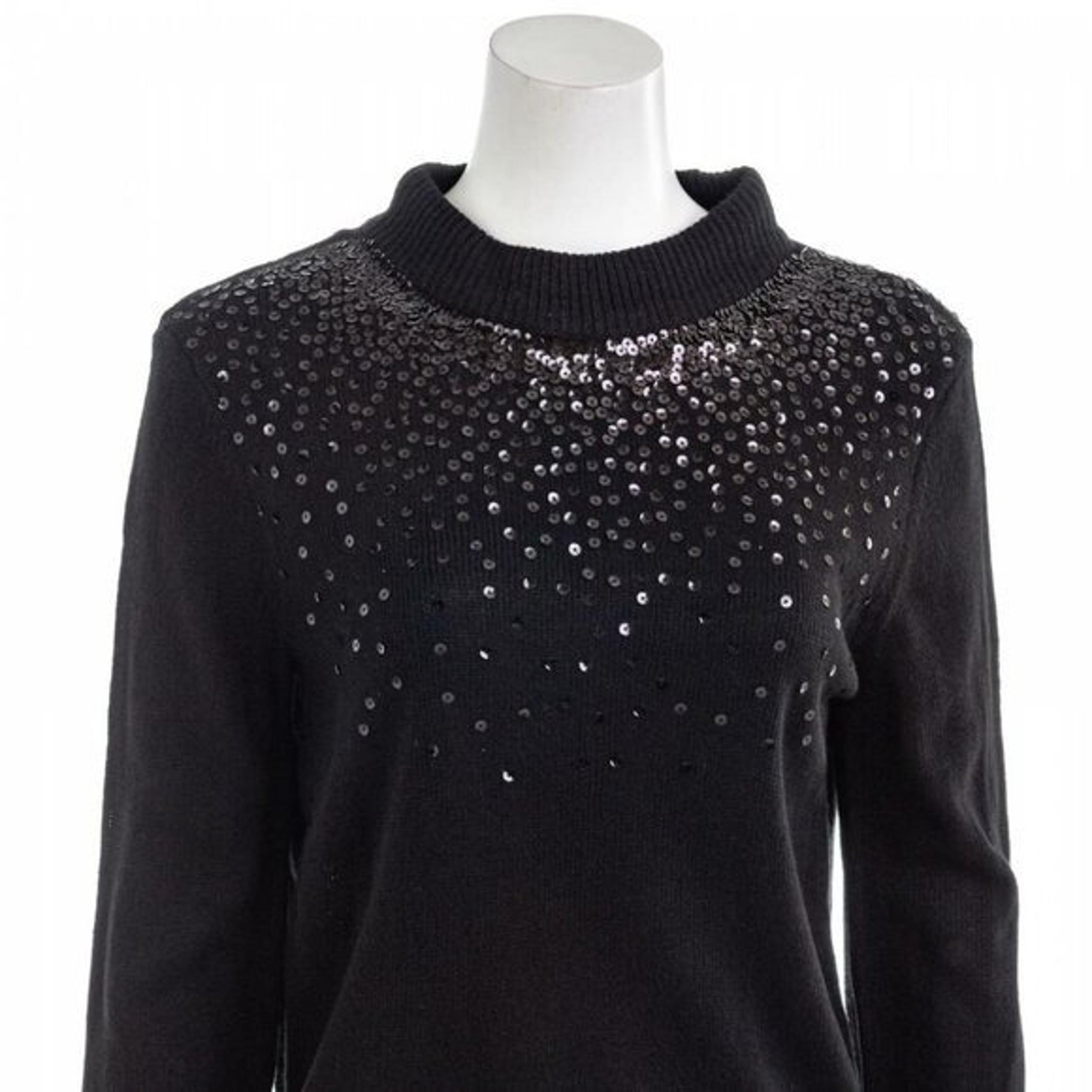 NEW Juicy Couture Black Sequin Bling Mock Neck Sweater Size S