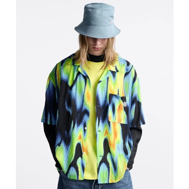 ZARA × RHUIGI Limited Edition Button Down Short Sleeve Shirt, Size Medium