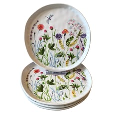 (4) Rachel Ashwell Farmhouse Spring Floral Dragonfly Melamine Salad Plates 8