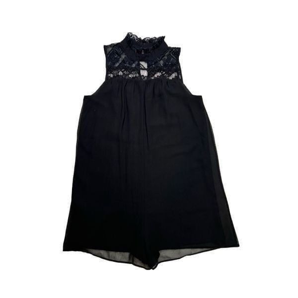 BCBGeneration sz small black lace chiffon look sleeveless ladies shorts romper