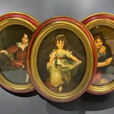 Vintage Florentine Italy Norleans Italian Set 3 Wall Art Hanging Pictures Oval