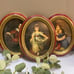 Vintage Florentine Italy Norleans Italian Set 3 Wall Art Hanging Pictures Oval
