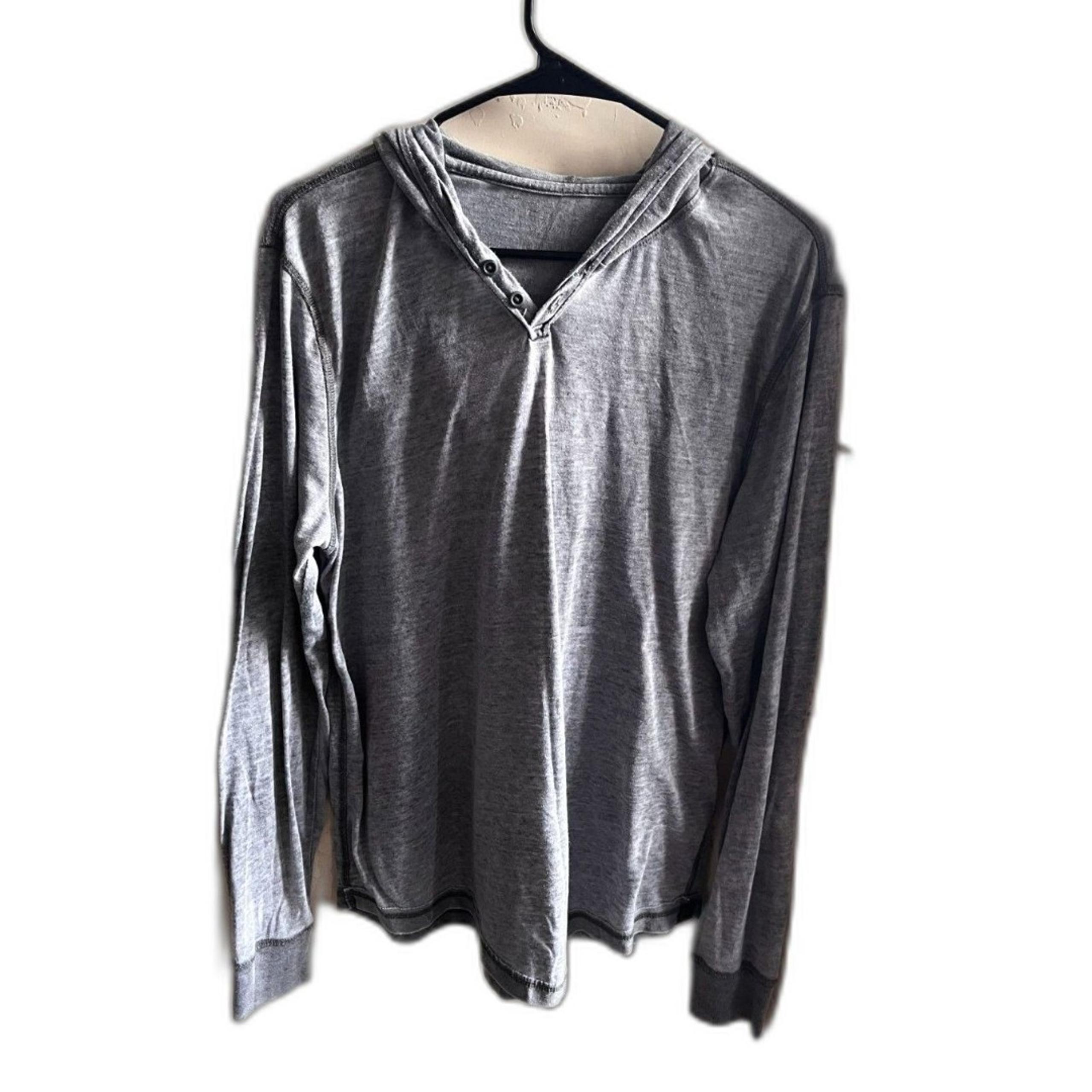 Women's Lucky Brand Venice Burnout Heathered Gray Hooded Sweater Size L