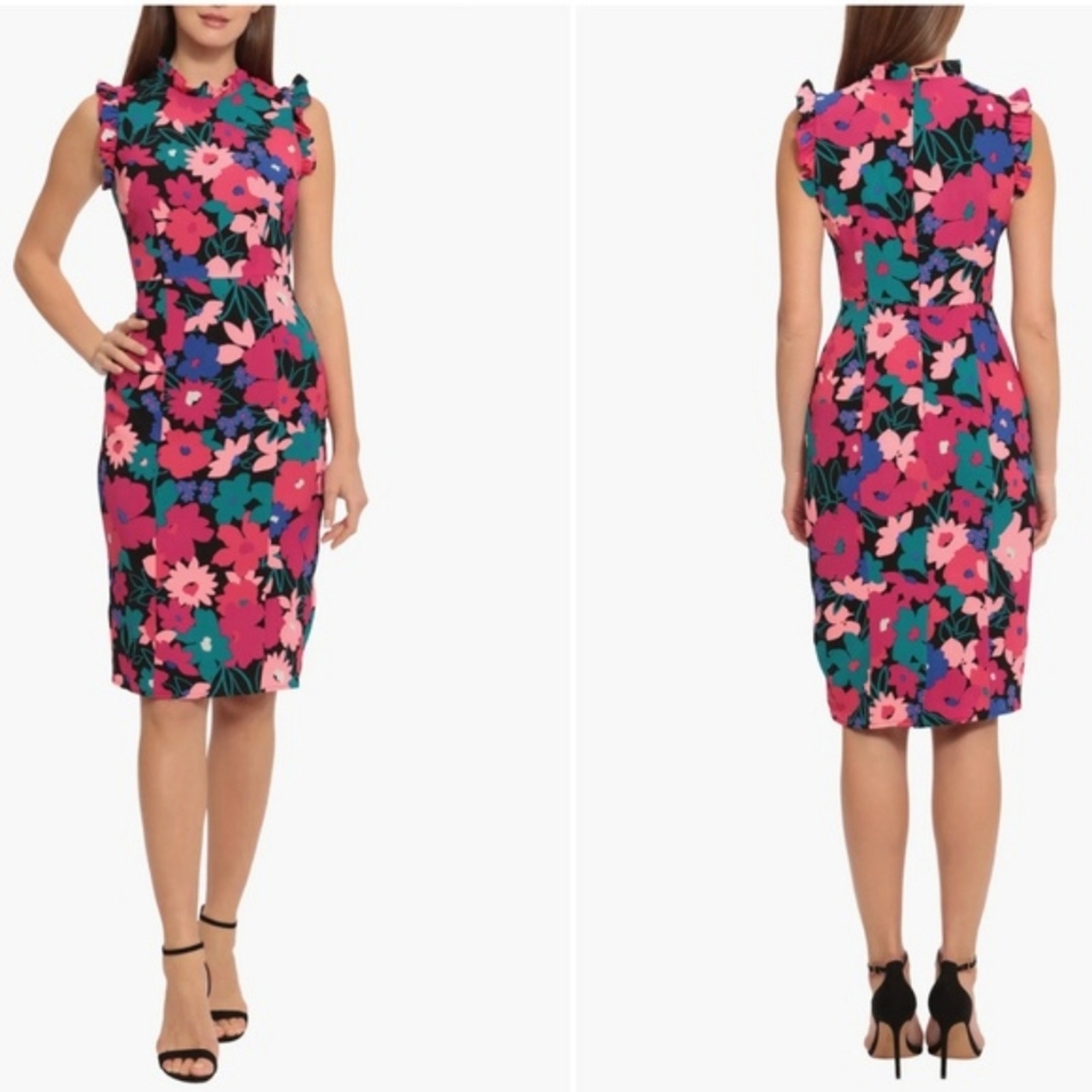 NEW Maggy London Floral Ruffled sheath dress size 8
