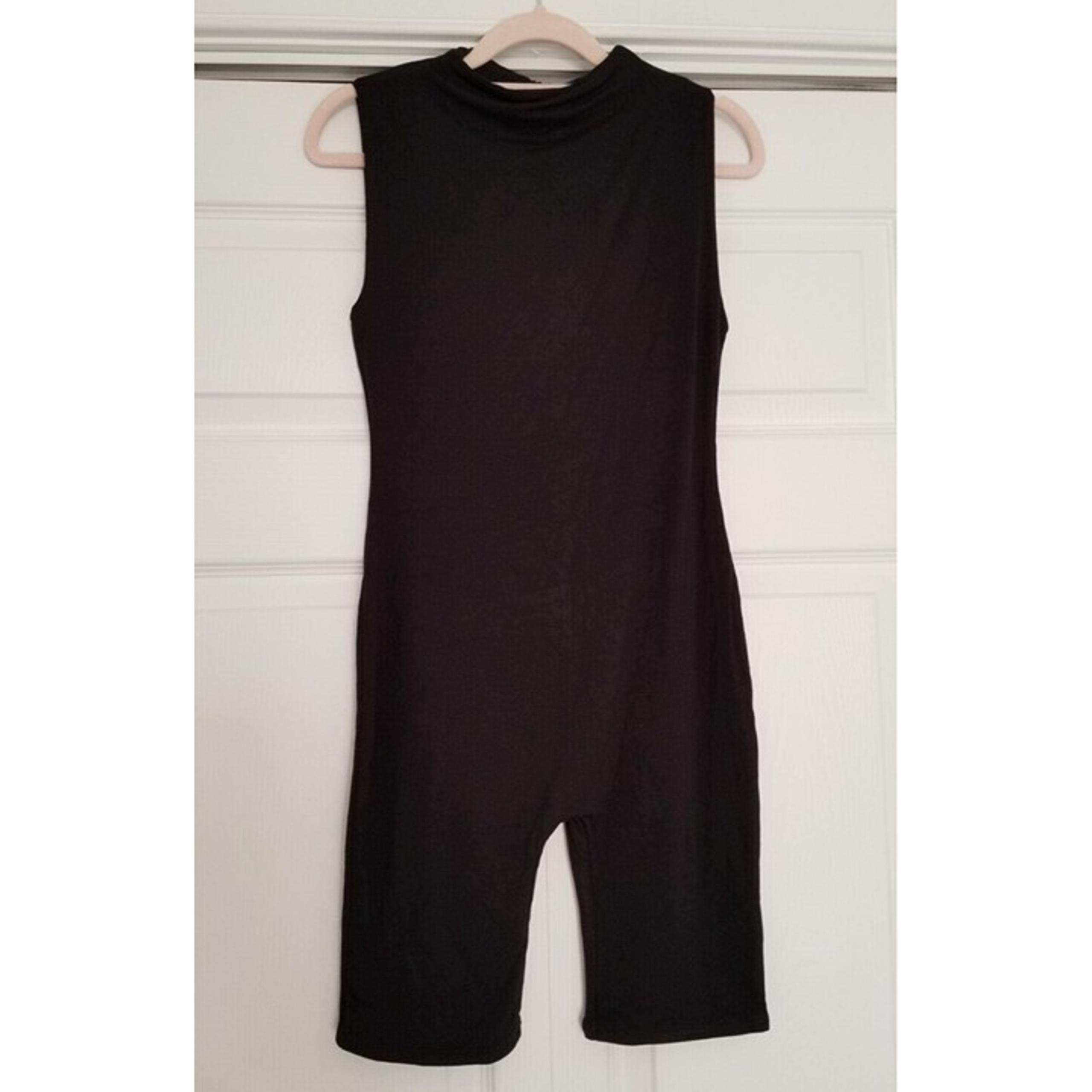 Naked Wardrobe Sleeveless Mock Neck Romper Zip Up Black Women's Size L