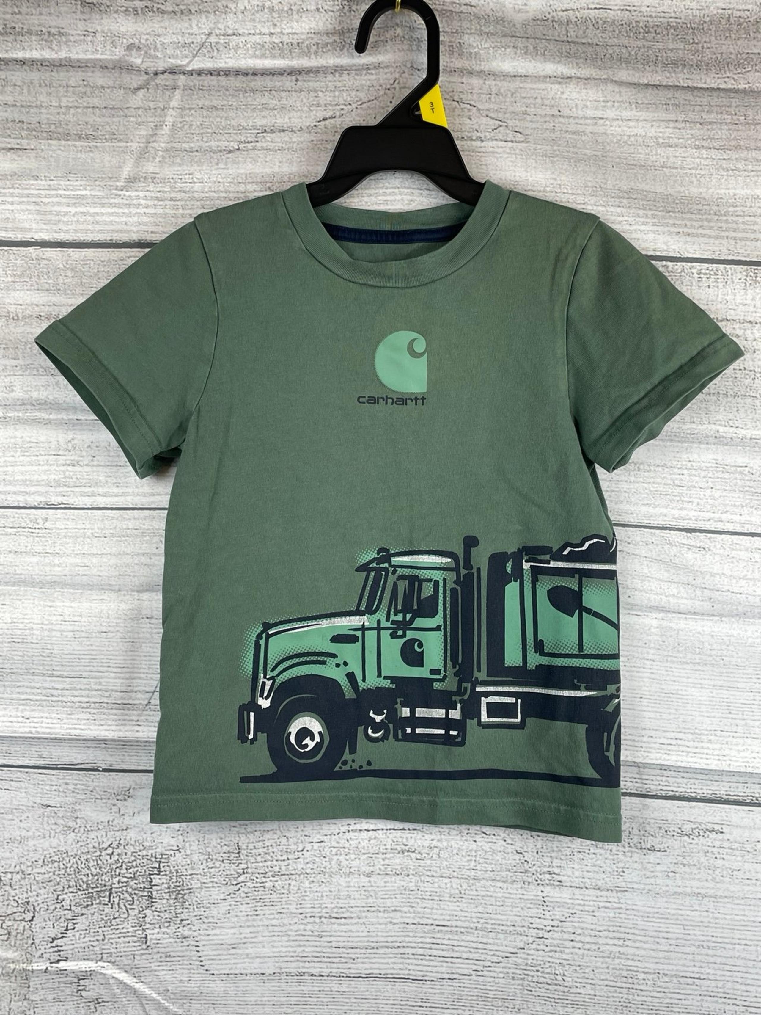 Carhartt Dump Truck Army Green Shirt Boy’s Size 3T