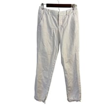 Zadig & Voltaire Women's White Lined Mid Rise Raw Hem Chino Pants Size 34