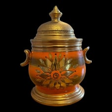 Mid Century Aldo Londi Bitossi Rosenthal Netter Golden Sunburst Vase / Jar 7.5”