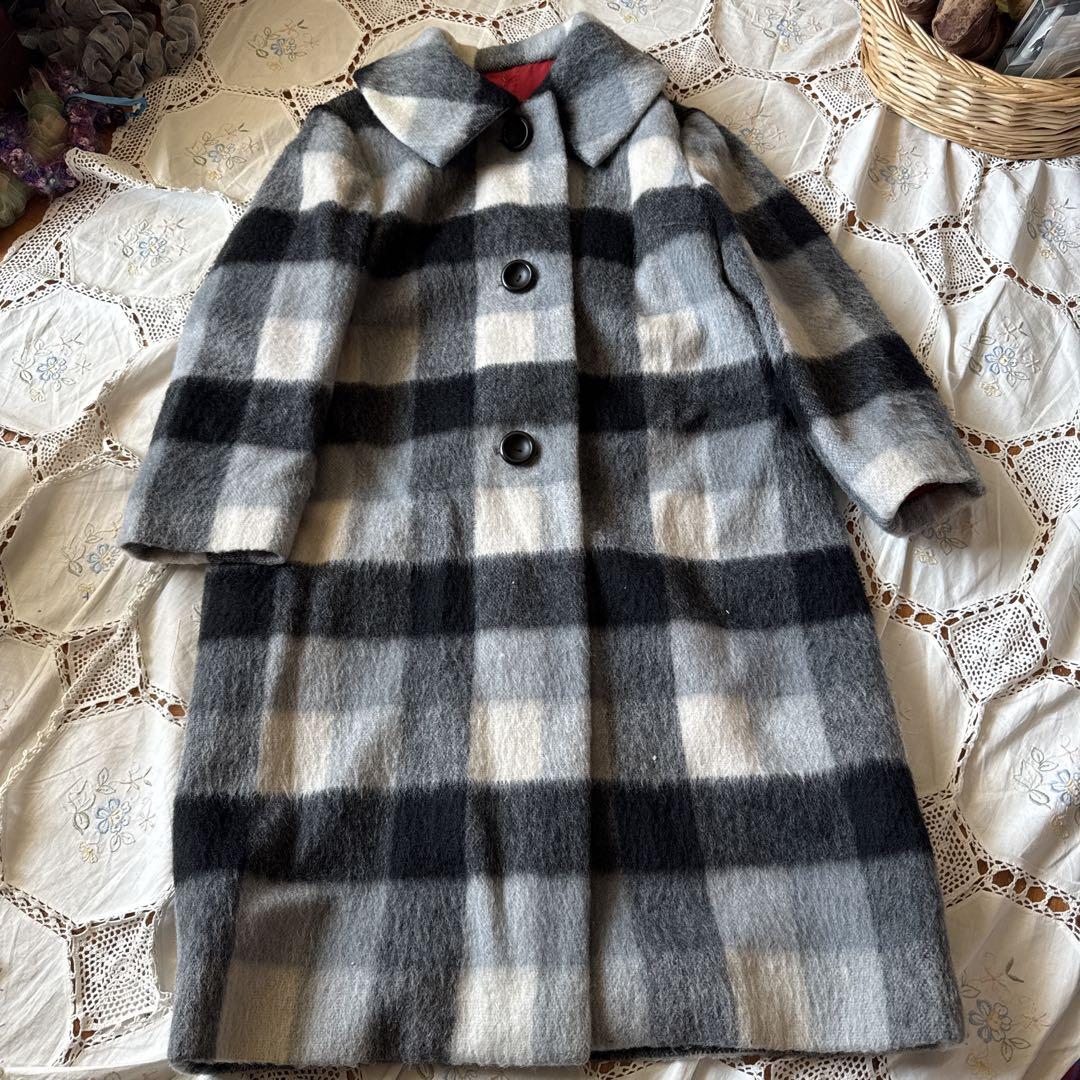 Showa Retro High-Quality Wool Custom-Made Check Coat