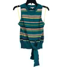Parker Aqua Striped Sleeveless Knit Top Size Small New