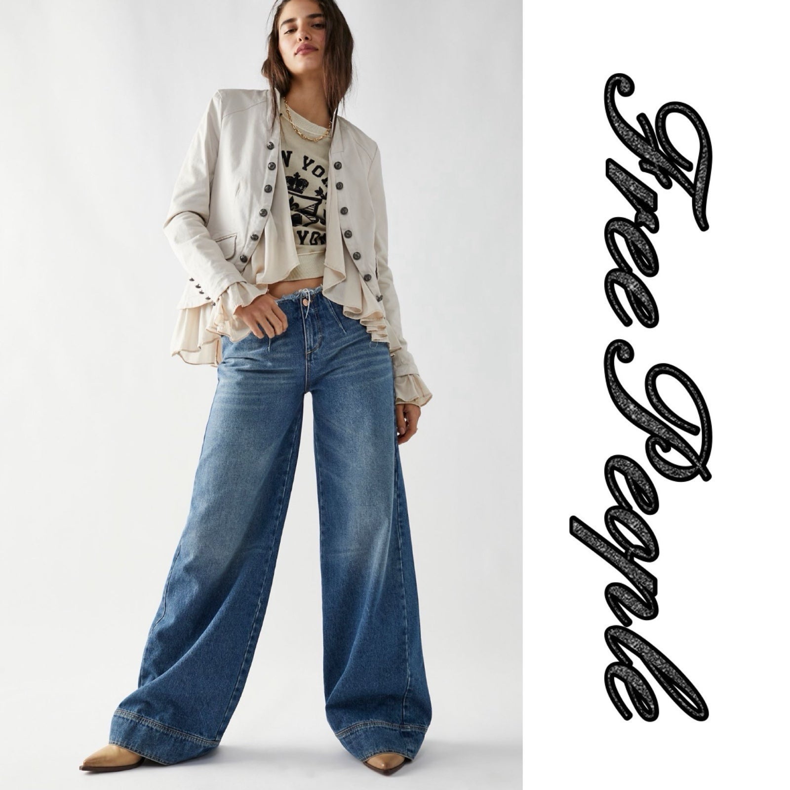 NWT Free People Ruffles Romance Jacket in Naturel (S)