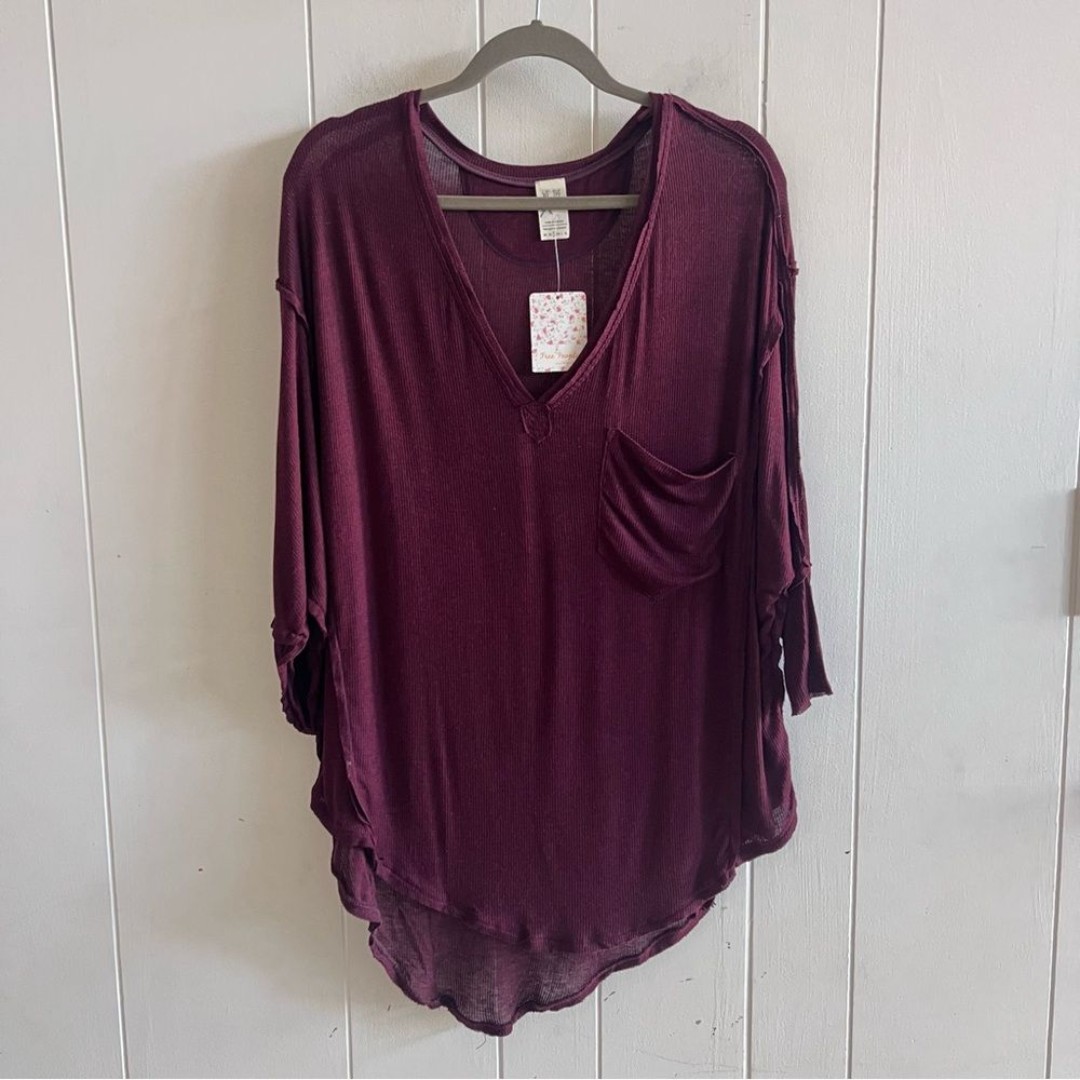 FREE PEOPLE We The Free Golden Gate Tee Wine NWT