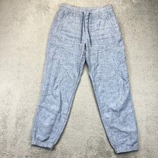 Athleta Retreat Blue Chambray Linen Jogger Pants Zip pockets 531704 Size 6