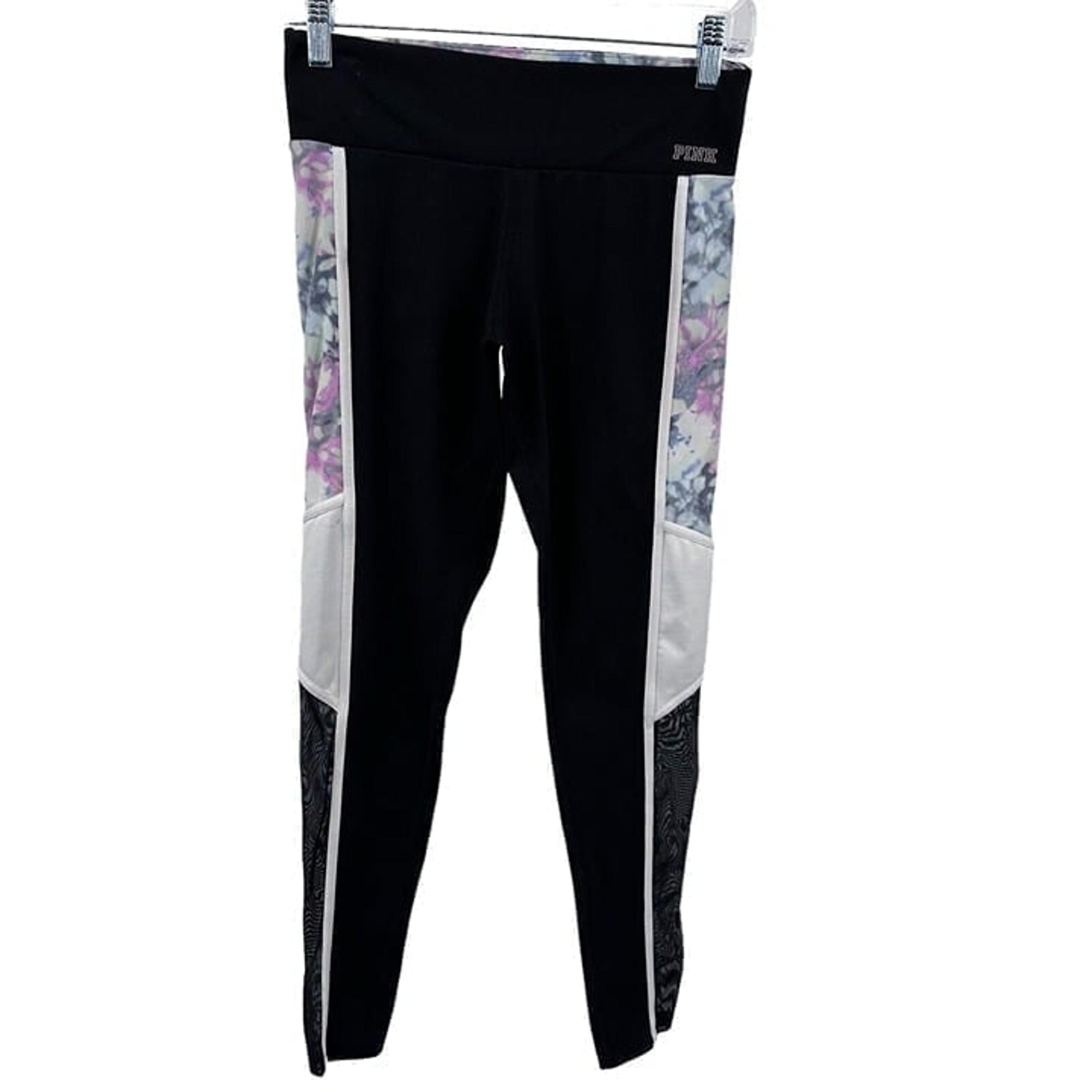 PINK Victoria's Secret Women's Black Blue  Print Athletic Leggings Size S