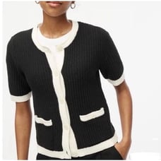J. Crew Lady Knit Short Sleeve Button Up Cardigan Sweater Top Classic Medium