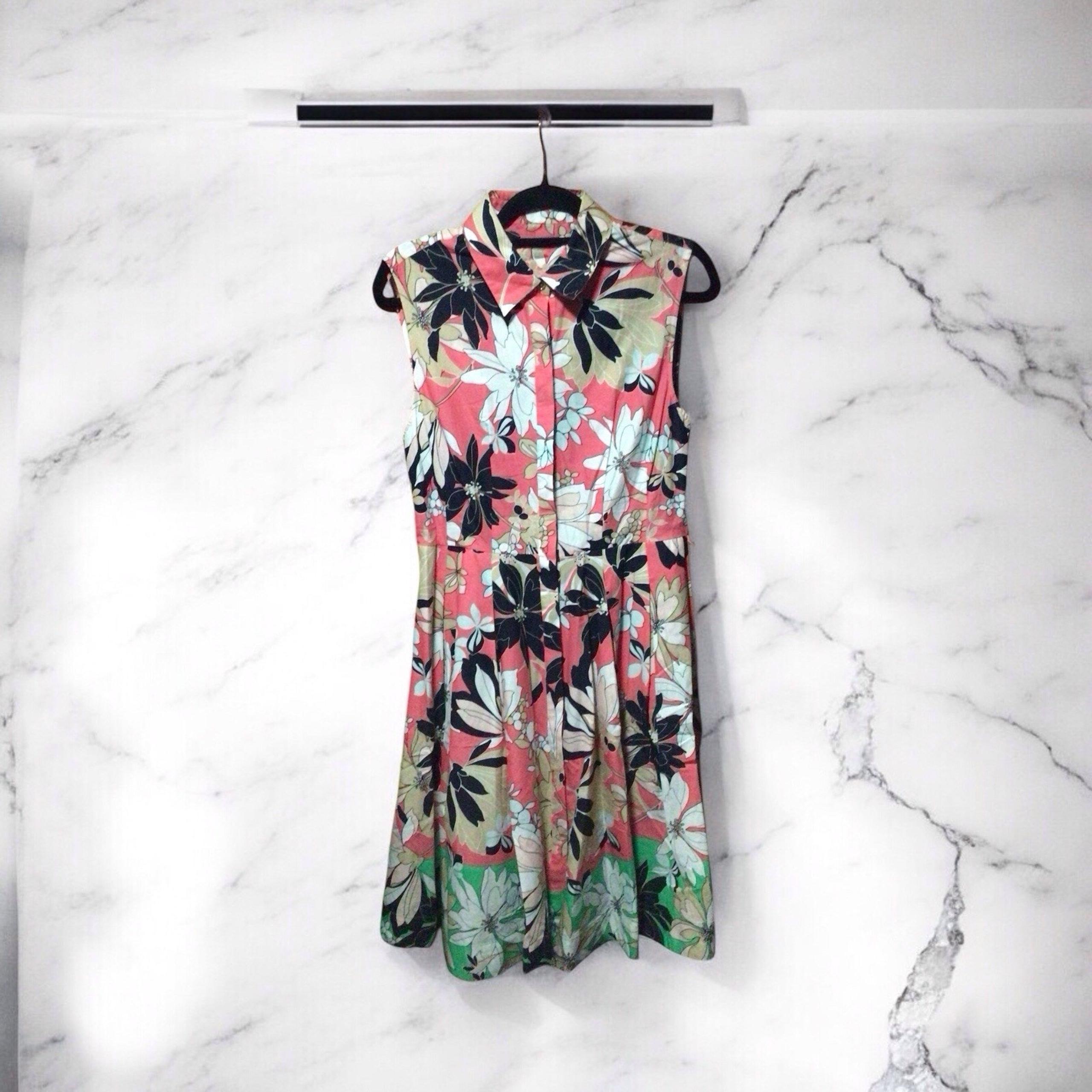 Tommy Hilfiger Dress Size 8 Womens Floral Fit & Flare Button Front