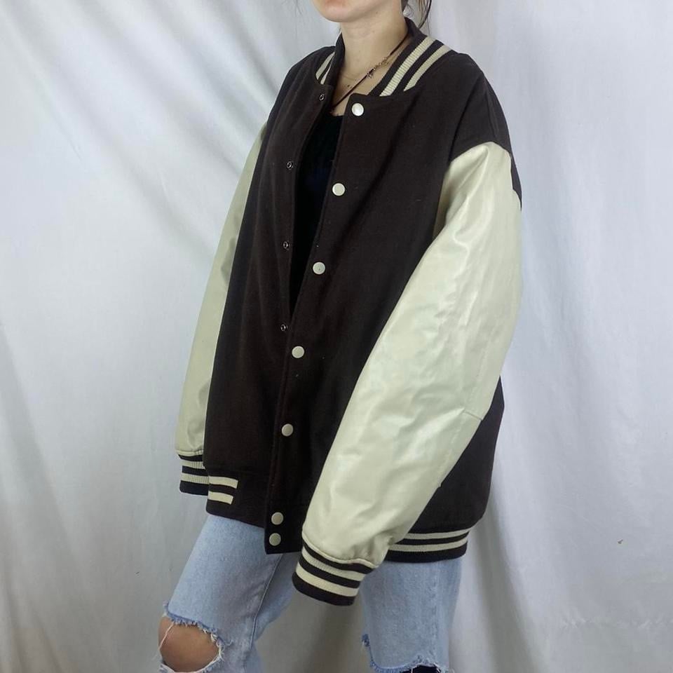 vintage oversized brown varsity jacket