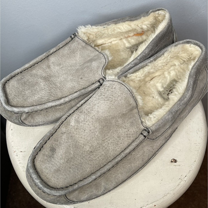 ugg men's ascot slipper 12 gray grey Slip On Shoes Lined Comfortable
