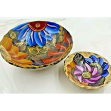 Handmade Stoneware Footed Chip And Dip Dish/Bowl Serving Bowl Set Floral Handpai