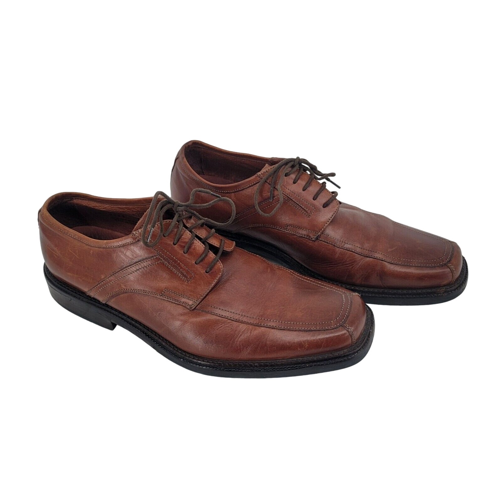 Johnston & Murphy Men’s Brown Leather Italian Oxford Dress Shoes 9.5 Square Toe