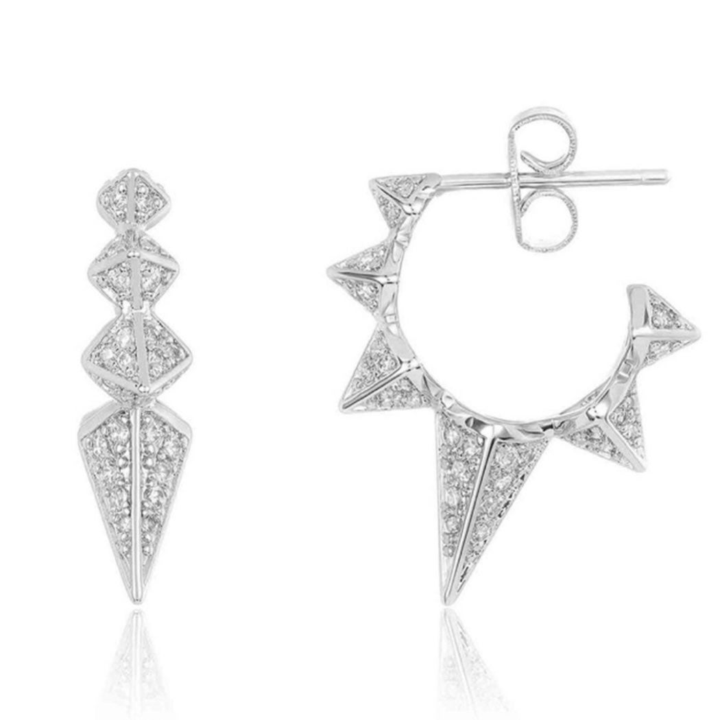 Spiked hoop earrings and spiked ear cuff bundle