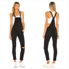 Superdown Gia Denim Overalls in Black Small