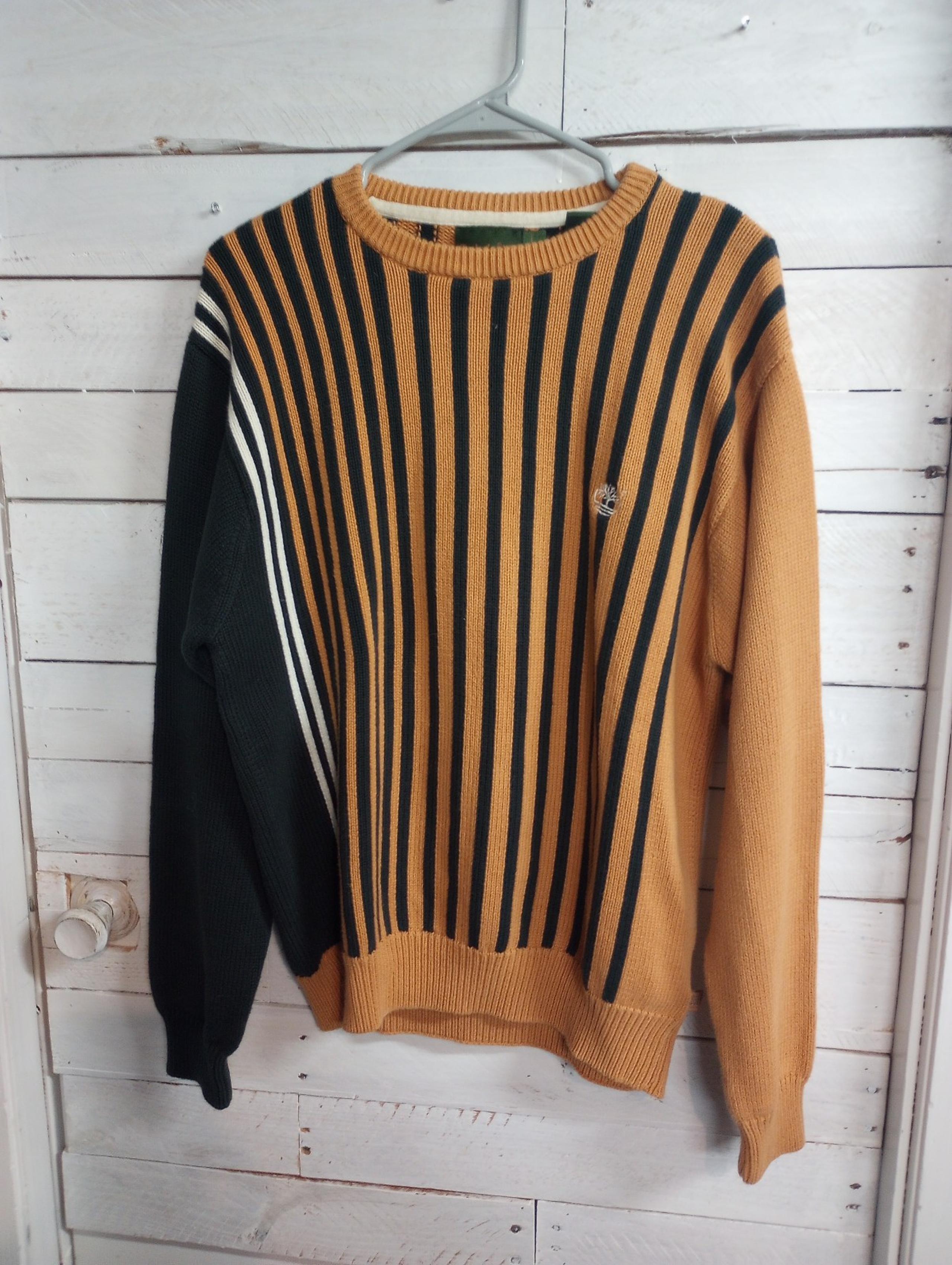 Timberland Rugby Stripe Style Sweater Men's Size Large Long Sleeve Cotton.