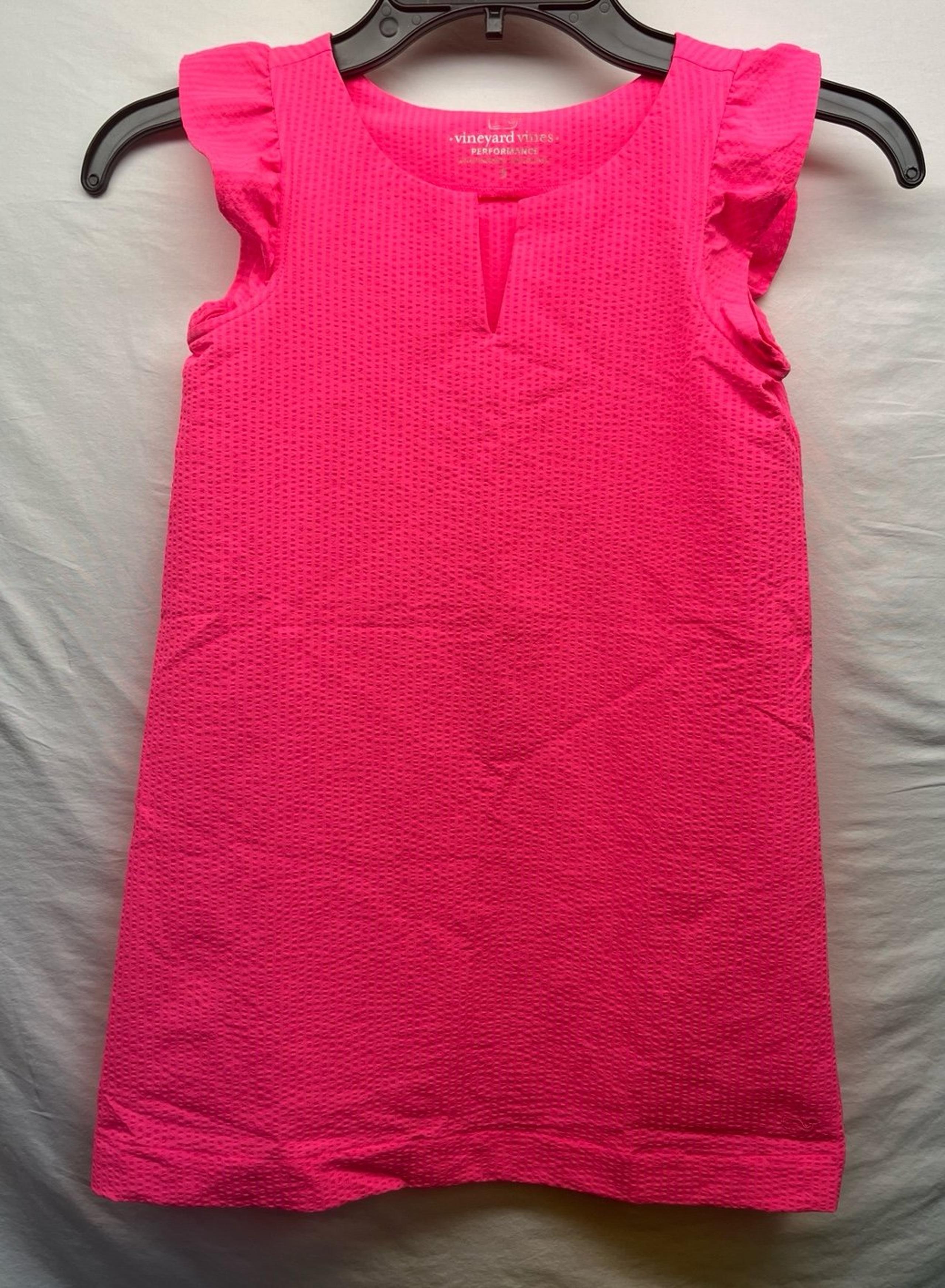Vineyard Vines NWT Girls Size 5 Performance Harbor Shift Dress Hot Pink