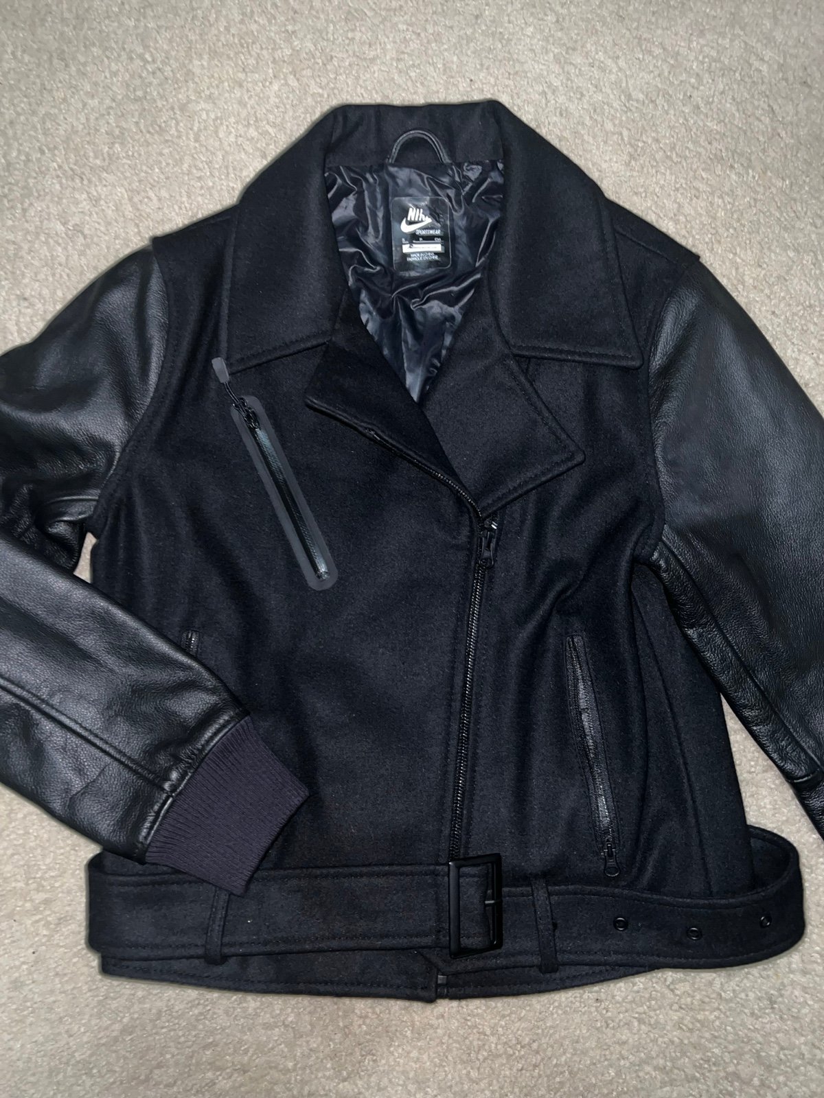 Nike Women’s Destroyer NSW Wool/Leather Varsity Jacket [426818-010] Sz S/ Petite