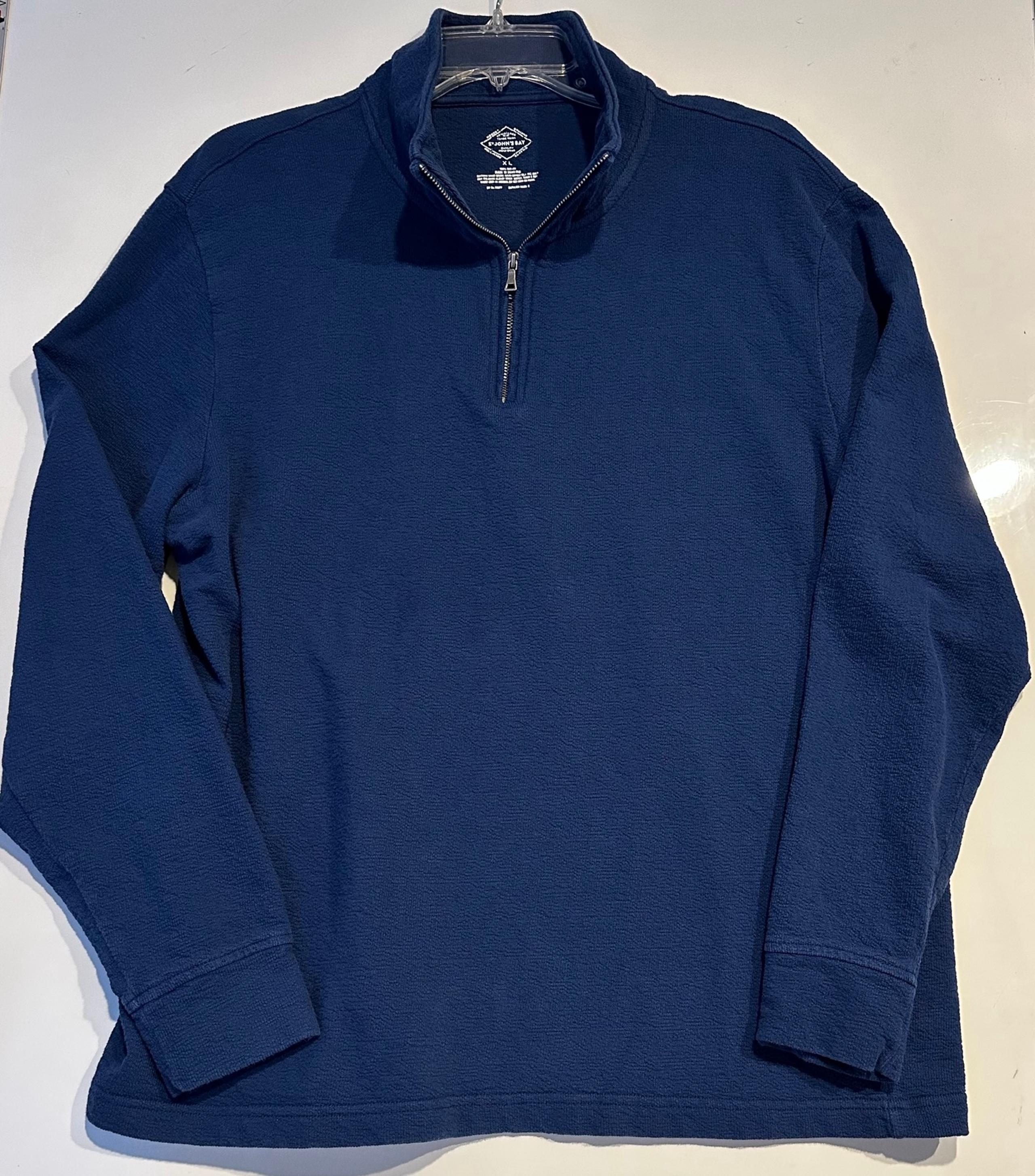 St. John's Bay Men's Mock Neck Quarter Zip Comfort Pullover Blue XL