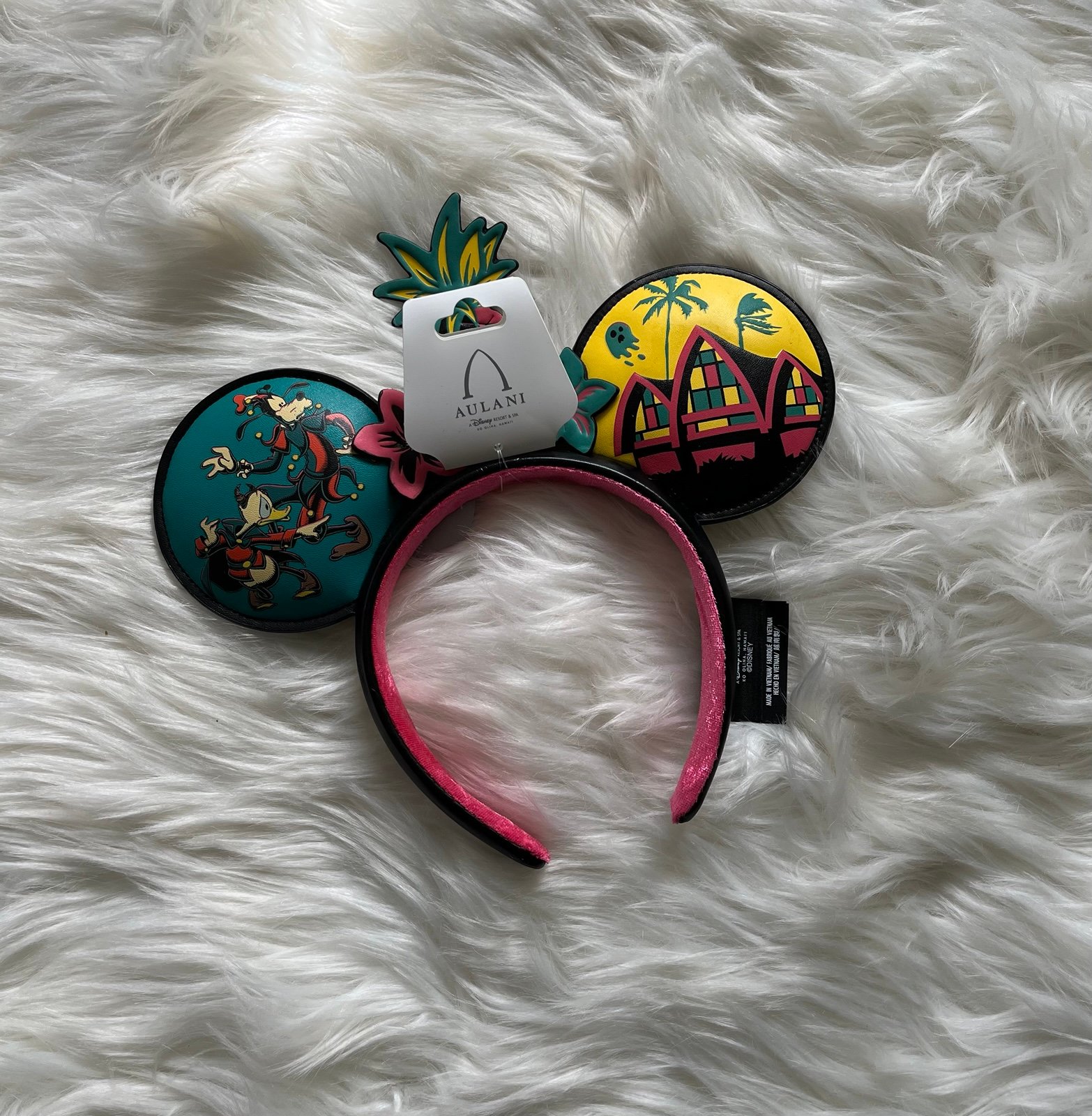 Disney Aulani Halloween Ears Jack-o-lantern Pineapple Plumeria Glow-in-the-dark