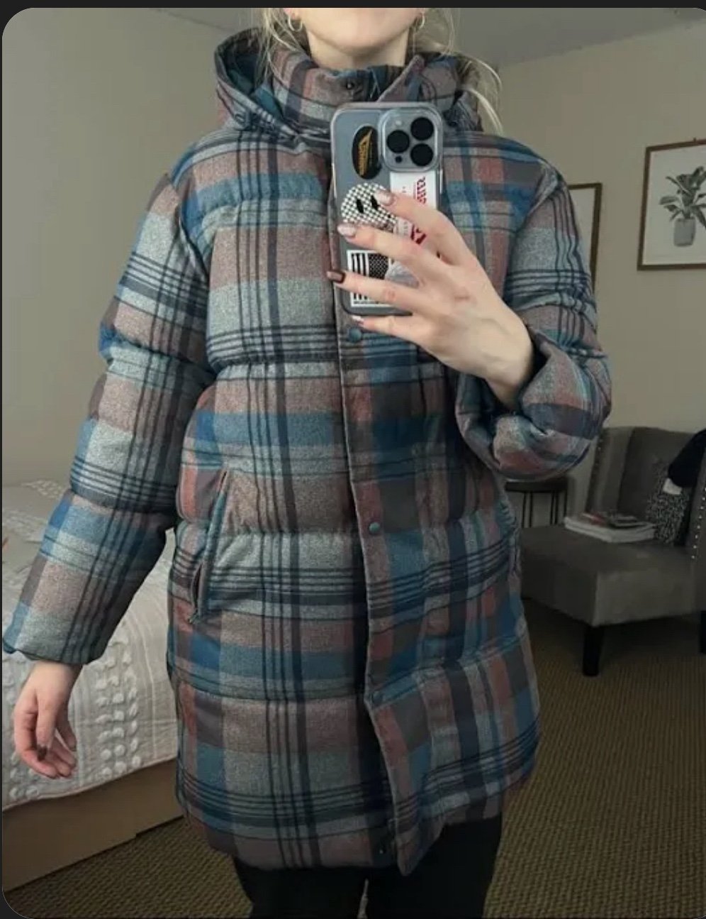 Plaid trench coat