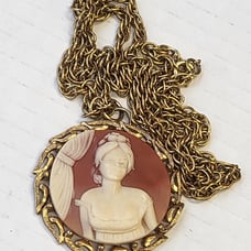 Antique cameo pendant on necklace
