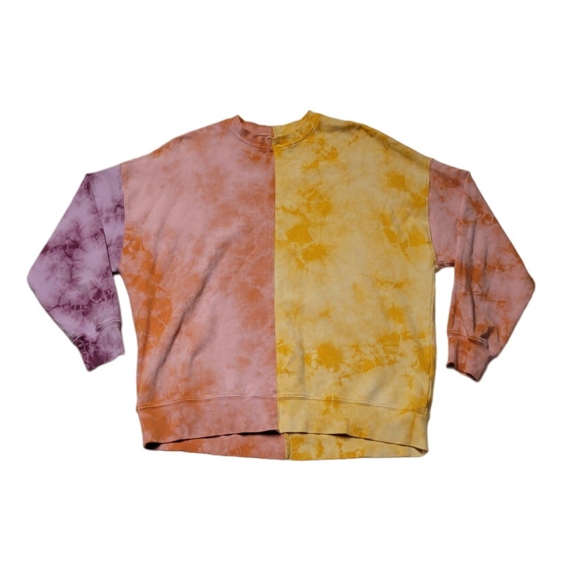 Electric & Rose Color Blocked Tie Dye Sweatshirt Anthropologie Oversized Boxy -S