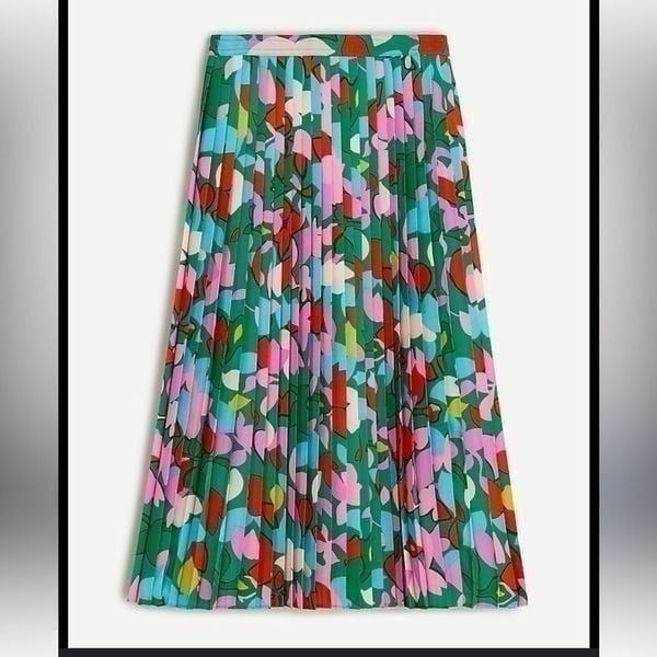 j crew green pleated skirt